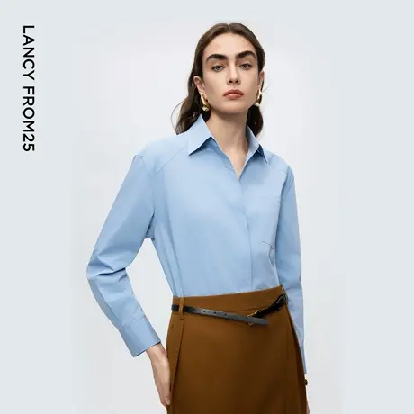 【王楚然同款】朗姿时尚翻领衬衫百搭轻职场上衣女2025年冬季新款商品大图