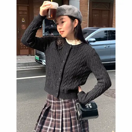NOW真维斯法式针织毛衣女2025新款秋季设计感百搭学院风开衫外套图片