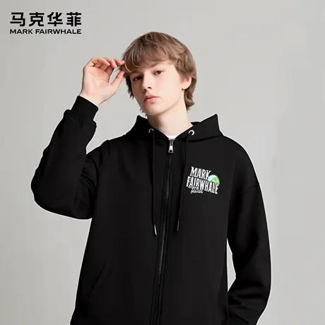 马克华菲 deer 美式字母印花秋冬舒适运动长袖连帽卫衣外套男女款图片