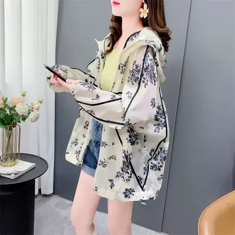 时尚洋气印花防晒衣外套女2023年夏季新款透气百搭宽松防晒服上衣商品大图