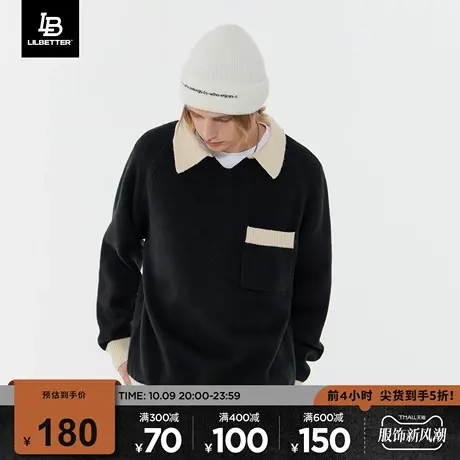 Lilbetter男士毛衣秋冬新款宽松上衣潮流翻领针织衫美式毛线衣LB商品大图