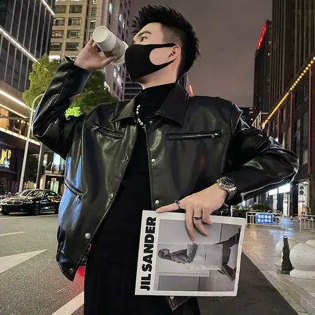 皮衣外套男潮牌个性春秋季美式街头炸街痞帅高级感夜店机车服夹克商品大图