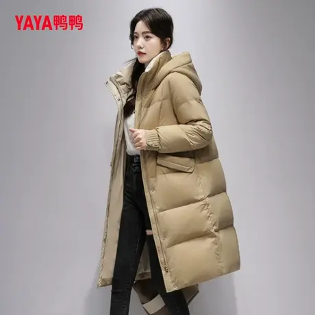 【双十一预售】鸭鸭羽绒服女2023秋冬新品中长连帽宽松茧型外套W图片