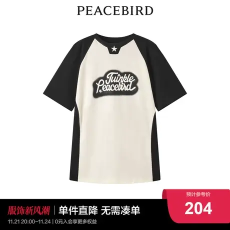 【商场同款】太平鸟2023夏季新款美式拼接撞色针织衫T恤A3DAD2466图片
