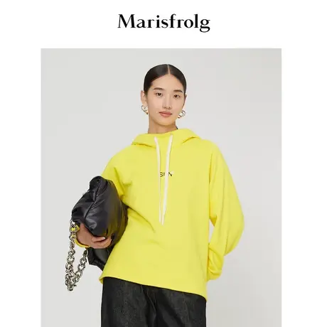 【言选好物】玛丝菲尔卫衣冬季新黄色时尚休闲连帽卫衣女商品大图