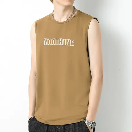 莫代尔背心男夏季健身篮球跨栏运动冰丝速干凉感坎肩宽肩无袖t恤商品大图