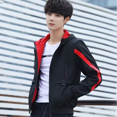 外套男士夏季新款韩版潮流宽松帅气休闲连帽外套学生春秋夹克上衣商品大图