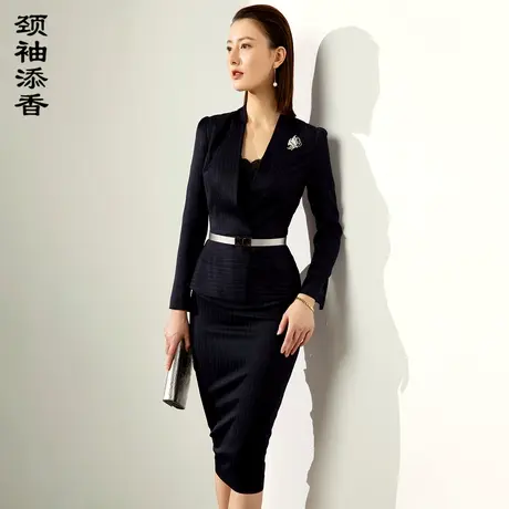 颈袖添香女2021春夏职业装套装装新款时尚正装工作服西装套裙图片