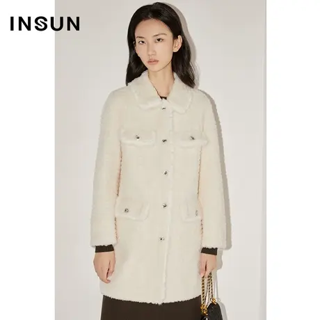 COVER冬季小香风格子颗粒绒绵羊毛外套商品大图