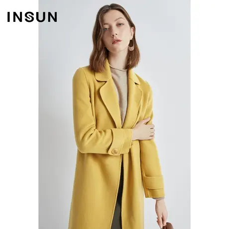 INSUN恩裳奥莱冬季双面呢纯羊毛双排扣毛呢外套商品大图