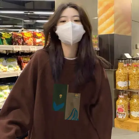 秋冬外套女士穿搭2023年新款爆款美式oversize学生慵懒风长袖上衣商品大图