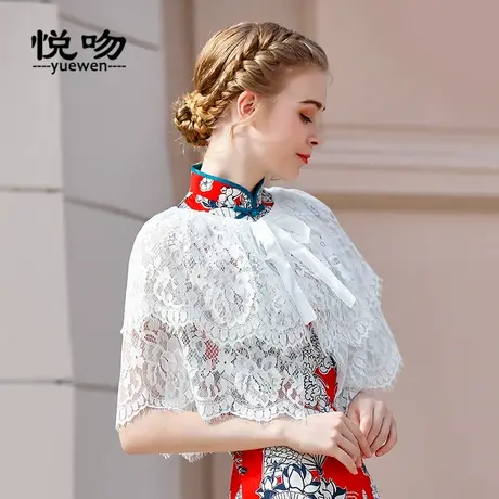 蕾丝斗篷披肩女夏薄款短外套2024新款系带小披肩百搭防晒开衫外搭图片