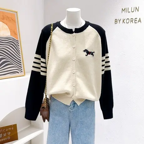 韩国东大门毛衣~秋冬款ins软糯港风复古美拉德咖色外套针织开衫女商品大图