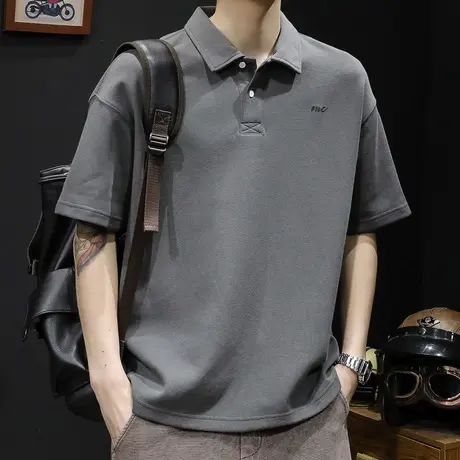 polo衫男短袖t恤男士宽松大码潮牌夏季2023新款衣服男装半袖体恤图片