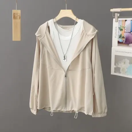 夏季休闲薄外套防晒衣女2024春夏新款宽松透气防晒衫连帽运动上衣图片