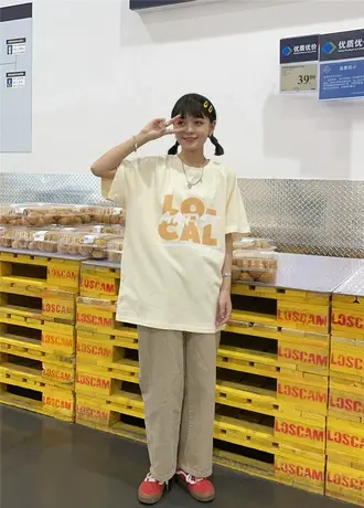 温柔风盐系少女可爱字母百搭宽松2023新款韩版纯棉短袖T恤上衣ins商品大图