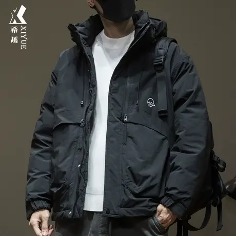 黑金石墨烯羽绒服男2025冬季新款90灰鸭绒外套宽松大码男士棉服潮商品大图