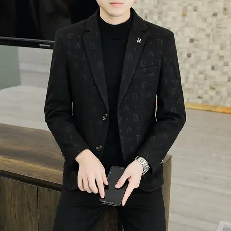 西服套装男士韩版商务正装 外套修身休闲小西装高级感痞帅 呢西服商品大图