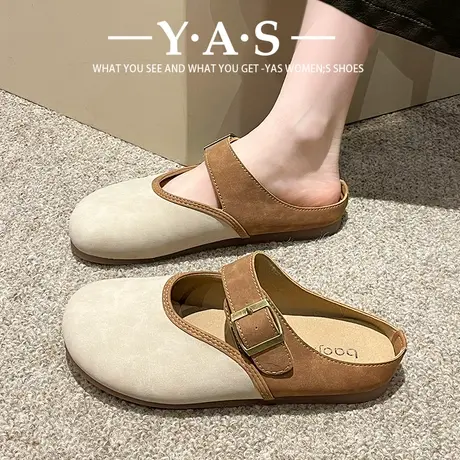 时尚包头半拖鞋女外穿2024年春夏季新款爆款乐福鞋平底凉拖ins潮商品大图