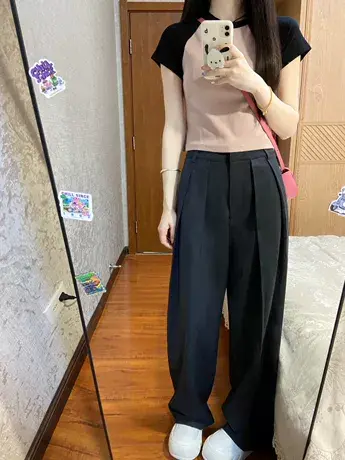 插肩短袖t恤女潮牌小众设计感修身显瘦美式辣妹风正肩短款上衣ins图片