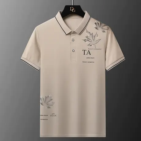 夏季男短袖青年百搭体恤宽松潮流棉翻领领Polo衫印花T恤半袖上衣商品大图