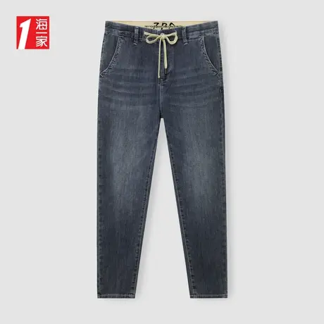海一家青年休闲九分裤2024年夏季新款简约有型中腰男士牛仔裤商品大图
