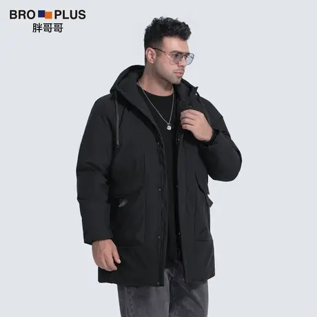 胖哥哥冬季新款胖子大码羽绒服男中长款潮流保暖加肥加大连帽外套图片