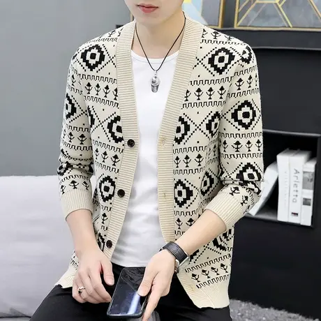 外套男毛衣春秋季开衫情侣装潮牌韩版休闲外穿上衣男款针织衫夹克商品大图