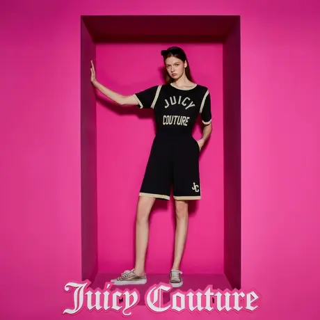 Juicy Couture橘滋新款个性金丝撞色提花女针织休闲短裤商品大图