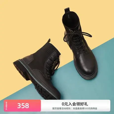 millie's/妙丽秋冬新款气质显瘦潮酷马丁靴女鞋弹力短靴1935ZDD1商品大图