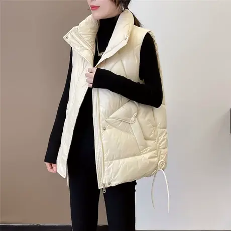 羽绒棉马甲女短款2023年秋冬季新款韩版显瘦坎肩宽松休闲立领马夹图片