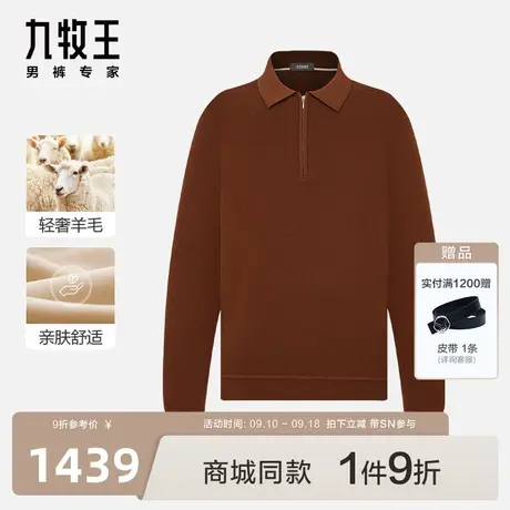 [含羊毛]九牧王男装JY1C40427经典翻领毛衫23秋冬专柜品质保暖SN图片