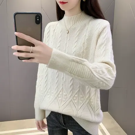 羊毛衫女士半高领毛衣2023春秋冬新款小个子针织打底衫上衣羊绒衫图片