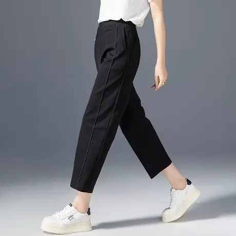 夏季薄款女裤黑色裤子女2023新款莫代尔休闲九分冰丝哈伦裤香蕉裤商品大图