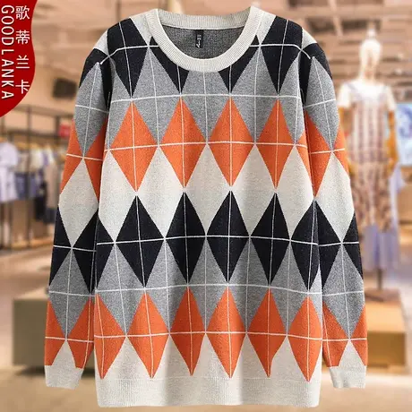 中老年妈妈秋冬宽松毛衣200斤大码女装加厚提花打底套头毛衣外套商品大图