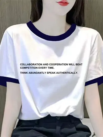 白色仿棉短袖t恤女2023新款夏季胖mm遮肚子藏肉洋气减龄正肩上衣商品大图