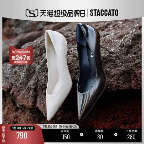 思加图2023秋季新款都市特工高跟鞋复古气质细跟通勤单鞋ED723CQ3商品大图