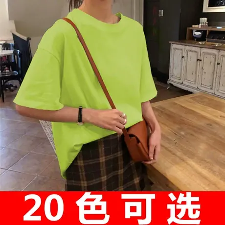 2023年春夏装新款超a上衣情侣装日系少女装糖果纯色ins短袖t恤潮图片