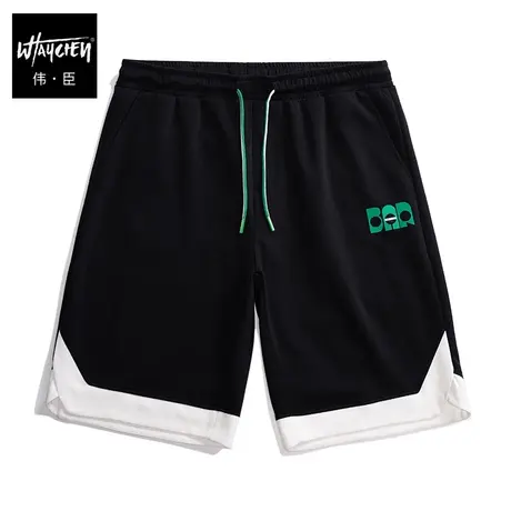 伟臣潮牌大码男装拼接休闲短裤胖子加肥加大运动宽松肥佬五分裤夏商品大图