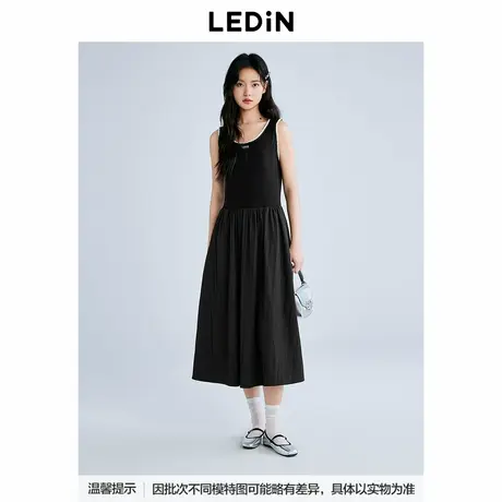 【商场同款】乐町拼接高智风连衣裙女2025夏季新款裙子C1FAF2166商品大图