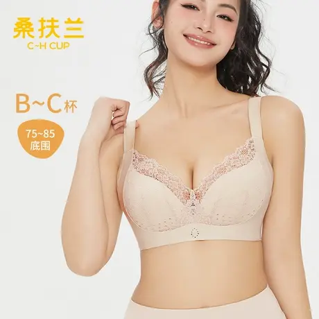 桑扶兰内衣女聚拢防下垂蕾丝性感无钢圈小胸显大薄款透气文胸商品大图