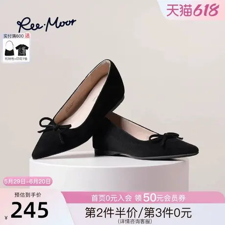 REEMOOR睿慕2025春季新款蝴蝶结尖头浅口单鞋舒适软底平底鞋女鞋商品大图
