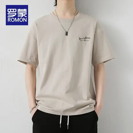 罗蒙纯棉短袖t恤男夏季薄款半袖衫2025新款男士休闲男装体恤衣服图片