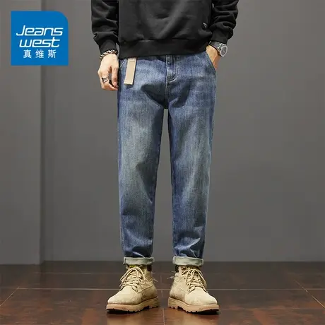 KZ真维斯春季美式复古工装牛仔裤男春秋新款宽松直筒简约百搭裤子商品大图