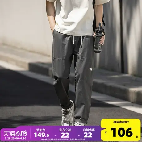 唐狮2025春季新款男休闲裤简约复古宽松直筒拼接工装裤子潮流百搭商品大图