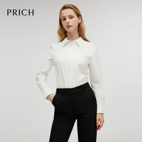 【超能小太阳】PRICH简约纯色长袖休闲衬衫修身气质通勤衬衣女图片