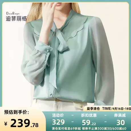 迪菲丽格飘带减龄娃娃领衬衫女装2023新款夏季别致上衣法式高级感商品大图