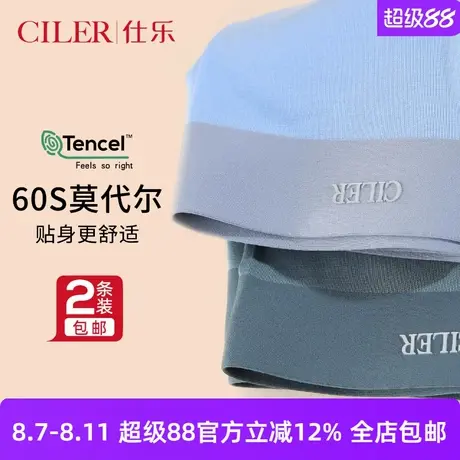 2条仕乐夏季薄款莫代尔男内裤透气大码平角短裤头无痕中腰裤衩商品大图