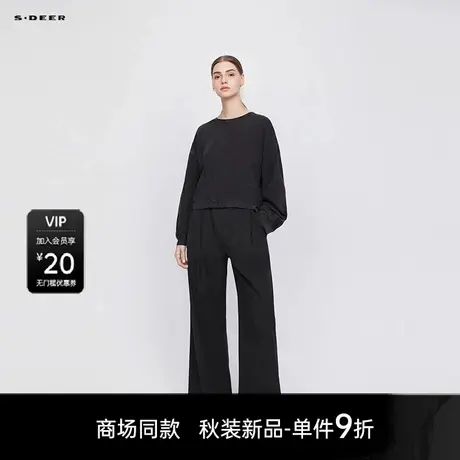 【商场同款】sdeer圣迪奥女休闲圆领基础款落肩袖T恤S25380205图片