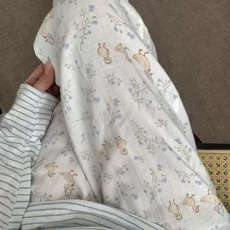 可爱碎花小鸭~A类纯棉双层纱布睡裤宽松薄款可爱卡通家居裤有口袋商品大图
